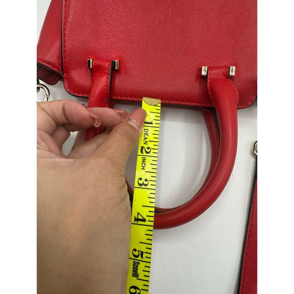 Carpisa Red Faux Leather Crossbody Satchel Top Handle Bag Removable Strap - Picture 9 of 10